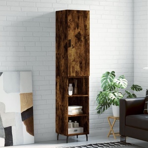 vidaXL Висок шкаф, опушен дъб, 34, 5x34x180 см, инженерно дърво (3198998)