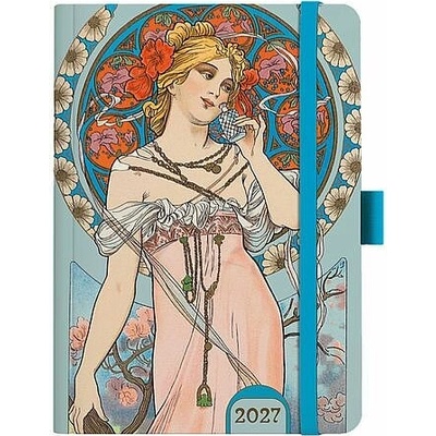 Oskar Alfons Mucha A5 týdenní 2027 Modrý