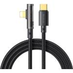 Mcdodo Кабел за данни - Mcdodo (CA-3390) - USB-C → Lightning, 90° дизайн, 36W, прозрачен дизайн, 1.2m - Черен