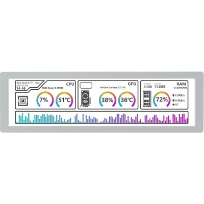 Waveshare 8.8 Inch USB Monitor, AIO LCD Screen, PC Case Secondary Screen / Desktop RGB Ambient Screen, Silver