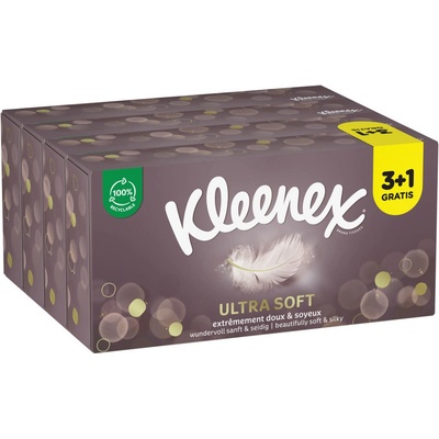 KLEENEX Papierové vreckovky 3-vrstvové Ultra Soft Box 4 x 64 ks