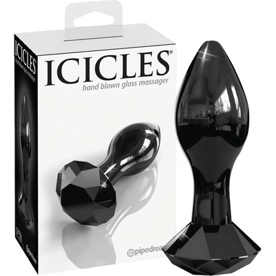 Icicles No. 78 - заострено стъклено анално плъгче (черно)
