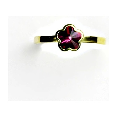 Čištín žluté zlato,prstýnek se Swarovski krystalem,fuchsia T 1297