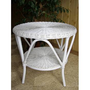 Ratan ratanový obývací stolek, bílý ratan