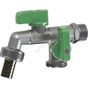 Arco - Градински кран с два изхода 3/4'' лъскав хром/зелен (SH0365)