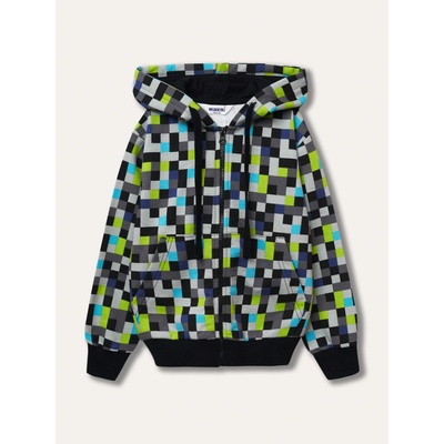 Winkiki Kids Wear Chlapecká mikina se zipem a s kapucí Pixels šedá