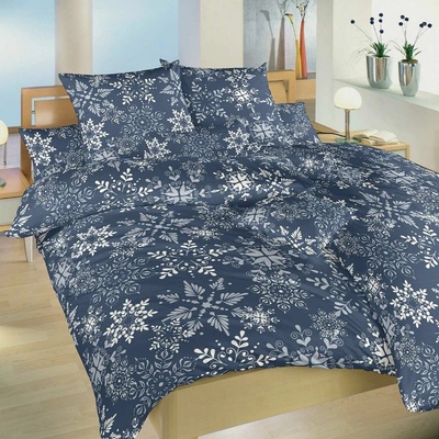Dadka obliečky bavlna Snowflakes tmavo modré 140x200 70x90