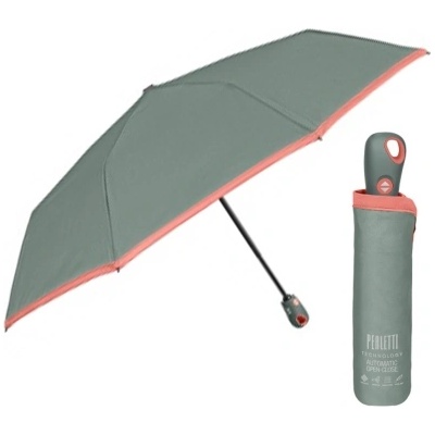 Дамски съваем автоматичен чадър Perletti Technology 21808 Open-Close | Сиво-зелен