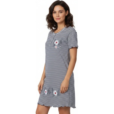 Раирана нощница в бяло и черно с маргарити