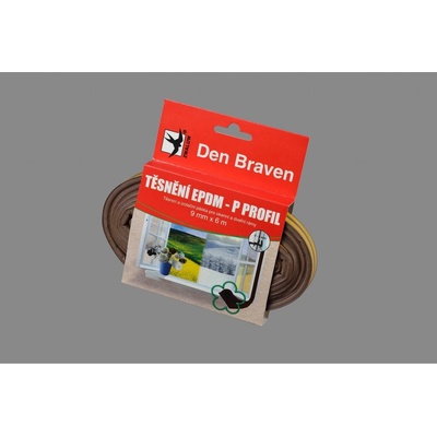 Den Braven - Těsnicí profil z EPDM pryže, P profil, 9 mm x 5,5 mm x 6 m, hnědý