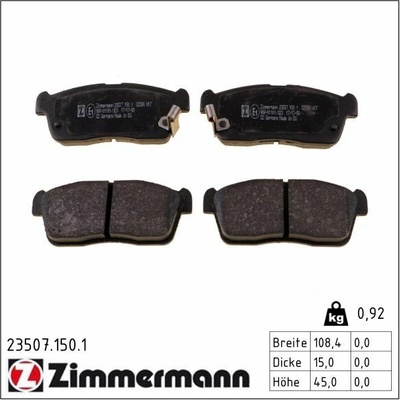 Sada brzdových platničiek kotúčovej brzdy ZIMMERMANN 23507.150.1