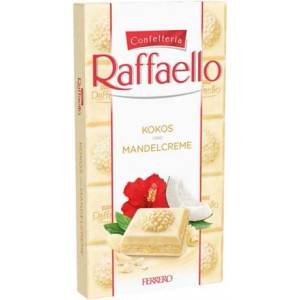 Raffaello Шоколад бял с кокосово-бадемов пълнеж Raffaello 90 гр