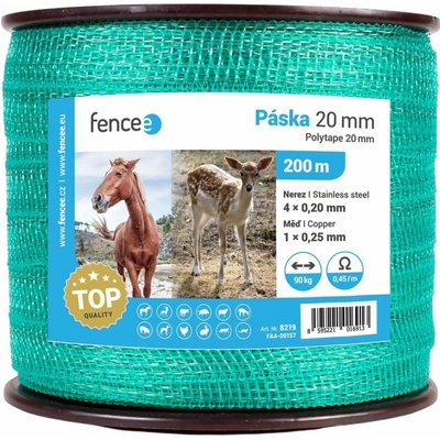 Páska na elektrický ohradník, šírka 20 mm, zelená, dĺžka 200 m