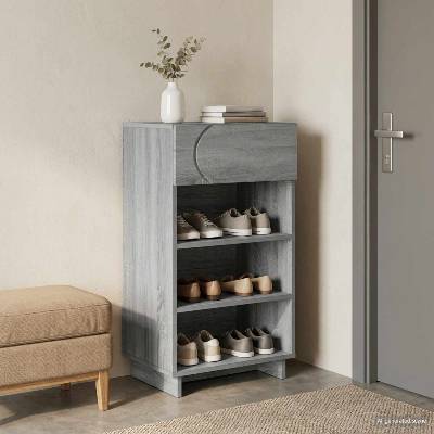 vidaXL Шкаф за обувки 48 x 38 x 87, 5 см Инженерна дървесина Сив Сонома (8011681)