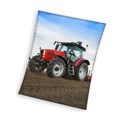 Carbotex Dětská deka TRAKTOR červený polar fleece