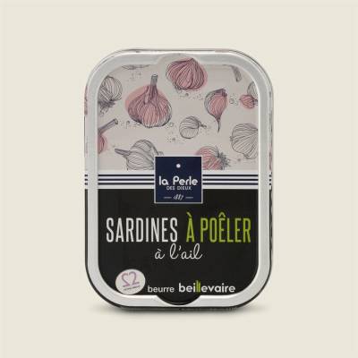 La Perle des Dieux Sardinky k tepelné úpravě s česnekem 115 g