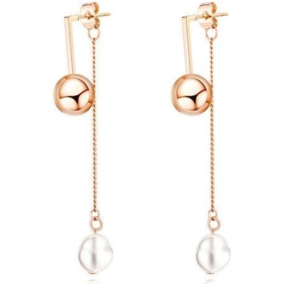 Troli krásne visiace náušnice s perlou Rose VGE573 zlaté