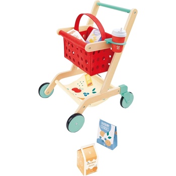 HaPe International Дървен комплект HaPe International - Пазарска количка и кошница (H3234)