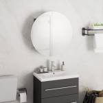 vidaXL Шкаф за баня с кръгло огледало и LED, сив, 40x40x17, 5 см (345581)
