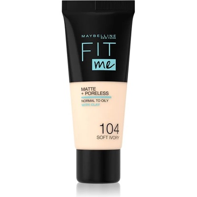Maybelline new york Fit Me! Matte+Poreless матиращ фон дьо тен за нормална към мазна кожа цвят 104 Soft Ivory 30ml