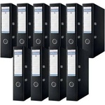 DONAU Premium Wide Folder Pack of 10/DIN A4/7.5 cm/10 Pieces/Black/Plastic Cover PP/Carton Paper Slot Folder Office Folder File Ring Binder/Green Dot - 3975001PL-01
