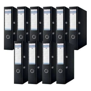 DONAU Premium Wide Folder Pack of 10/DIN A4/7.5 cm/10 Pieces/Black/Plastic Cover PP/Carton Paper Slot Folder Office Folder File Ring Binder/Green Dot - 3975001PL-01