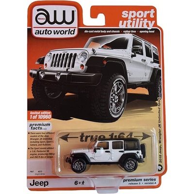 Jeep Wrangler JK Unlimited Sport 2018 bílá Auto World 1:64