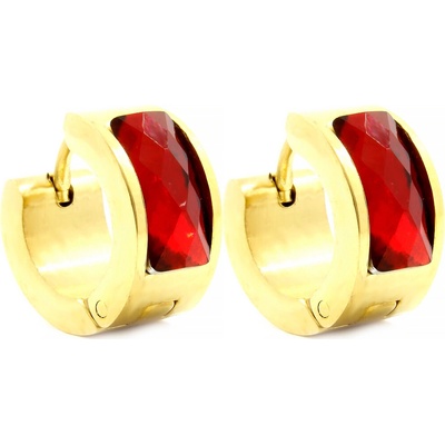 BRUNOshop.cz Náušnice kroužky ČERVENÉ gold S2710
