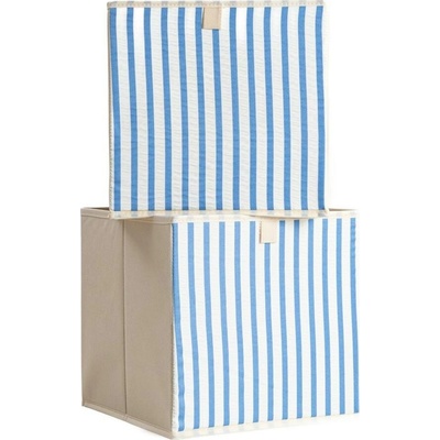 Homla Úložné boxy s modrými pruhmi, 2 ks / 30 x 30 x 30 cm