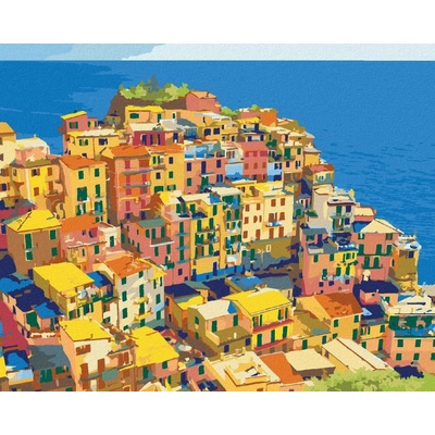 Zuty Malování Podle Čísel Domy V Národním Parku Cinque Terre 80 x 100 cm Plátno Rám