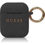 Guess GUACCSILGLBK черен силиконов калъф с брокат за AirPods 1/2