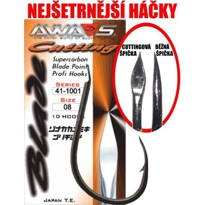 AWA-SHIMA Háčky Cutting Blade 1001 Black Nickel - 10 ks Vel. 1