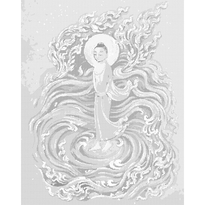 ZUTY Bodkovanie - BUDDHA VO VLNÁCH Rámovanie: bez rámu a bez vypnutia plátna, Rozmer: 40x50 cm