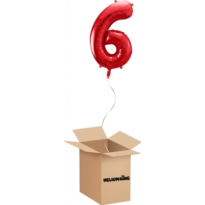 HeliumKing Balónový box Narodeninové číslo 6 červený 86 cm