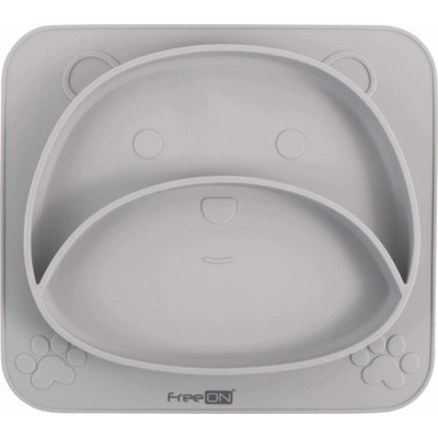 FreeON Silikonový talířek Medvídek šedý 151539 26 x 23 x 2,6 cm