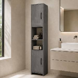 TopMebel Шкаф за кухня/баня TopMebel от меламин в цвят бетон сив 35x29.6x180см
