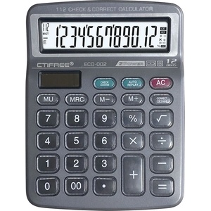 CTIFREE ECO-002 черен калкулатор, 138x178mm, 12 цифри, двойно захранване, 2 години гаранция ECO-002(SDC-3822C) (ECO-002(SDC-3822C)) Калкулатори