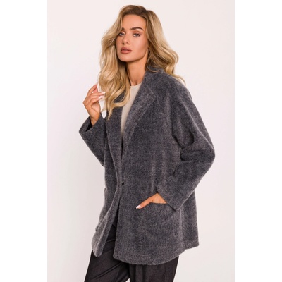 Made Of Emotion Woman's Cropped teddy blazer grey melange šedá
