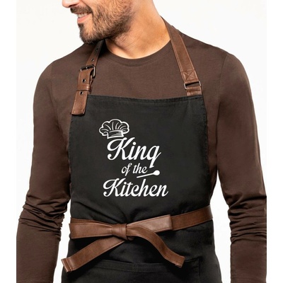 Kariban HobbyTriko Zástěra pro muže EXCLUSIVE King of the Kitchen Černošedá