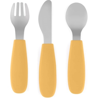 Petite&Mars Take&Match Stainless Steel Cutlery Set прибор за деца Ochre 12m+ 3 бр