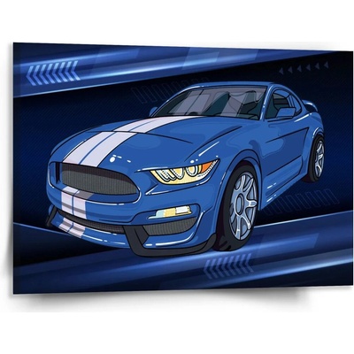 Sablio Obraz Mustang Modré pozadie s pruhmi - 150x110 cm