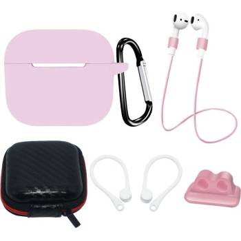 HQWear Комплект кейс HQWear Silicone Case за AirPods 3, калъф, приставка за ухо, връзка за врата, държач за каишка на часовник, розов (KXG0063173)