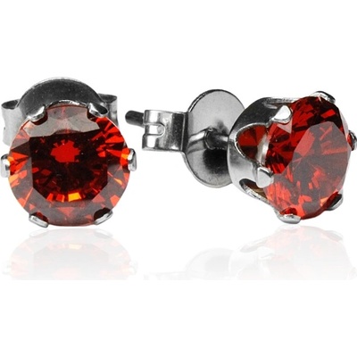 BM Jewellery Náušnice s červenými zirkony ⌀ 0,6 cm S274020