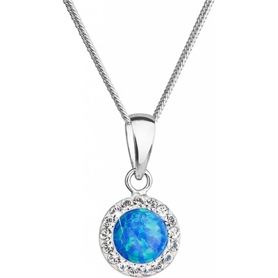 Pavona se syntetickým opálem a krystaly Preciosa modrý kulatý 32083.1 blue