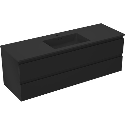 Orio шкаф за баня 140 см с мивка Otis, 2 чекмеджета, черен мат (91A10-14047-2-BFF71-W18M71)