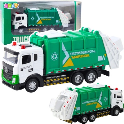 LeanToys Popelářské auto pro děti, kovová kabina, světla, zní zeleně