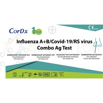 CorDx 4v1 combo test Covid-19/Chrípka A+B/ RS vírus 1 ks výter z nosa