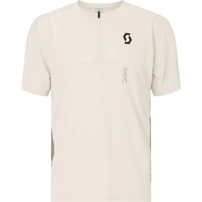 Scott Мъжка фланелка с къс ръкав за колоездене Scott Tee Vertic Zip S/S Cycling jersey - Cotton White / Toast Beige (056-4081-0113)