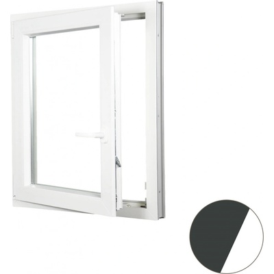 Aluplast Plastové okno jednokřídlo antracit/bílé 900 x 1100 mm Levé, Dvojsklo Ug= 1,1