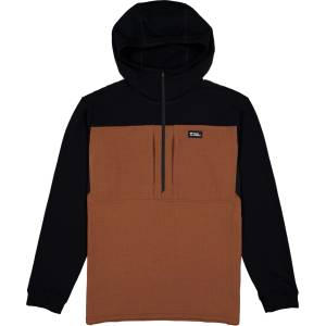 Mons Royale Мъжки вълнен пуловер Mons Royale Offgrid Merino Fleece 1/2 Zip Long Sleeve Merino hoodie - Dark Clay / Black (005-7612-0112)